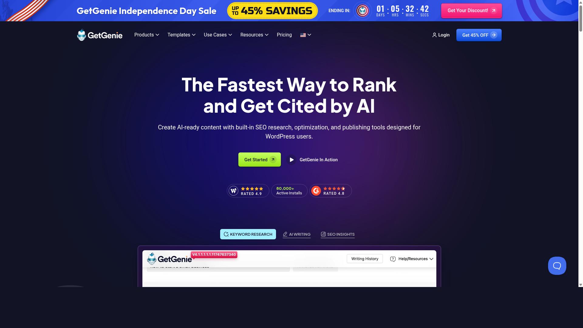 Get Genie website